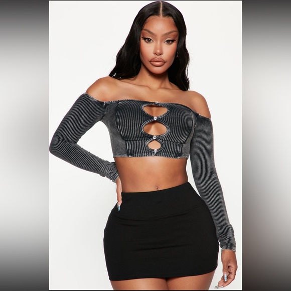 Fashion Nova Tops - Black Wash Camille Cut Out Top Fashion Nova